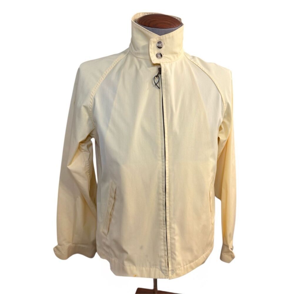 London Fog Men’s Vintage Butter Yellow Windbreaker Sz. 40 Zip Up 2-Button Collar